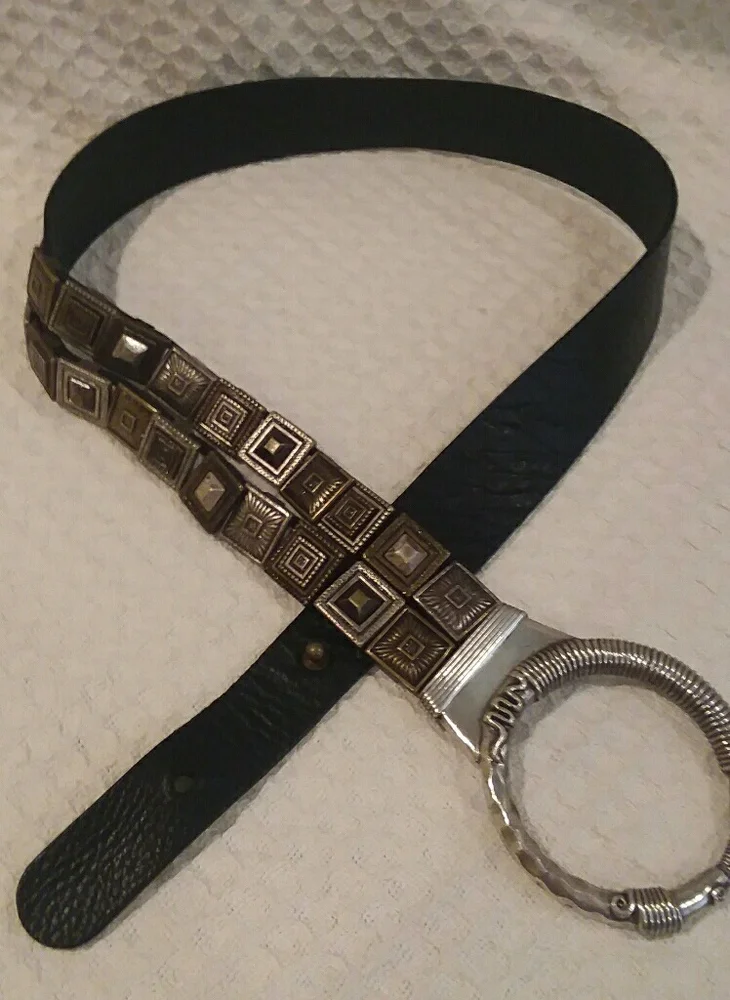 Chico's Wide Leather And Metal Belt